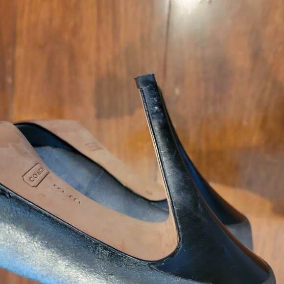 Coach Bergen Metallic Gray Pointy Toe Platform Heels with Rose Embellishment - Picture 13 of 15